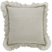 Natural Pure Linen Sheer Fringe Pillow