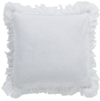 White Pure Linen Sheer Fringe Pillow