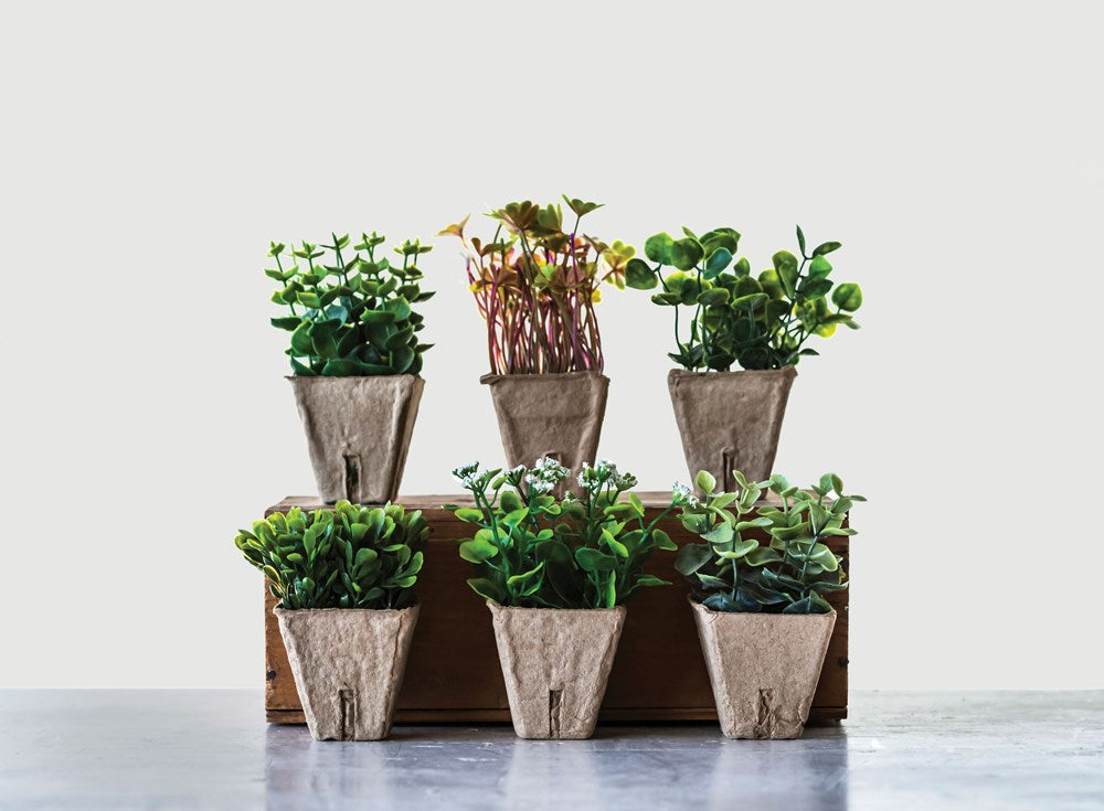 Faux Plant in Paper Pot