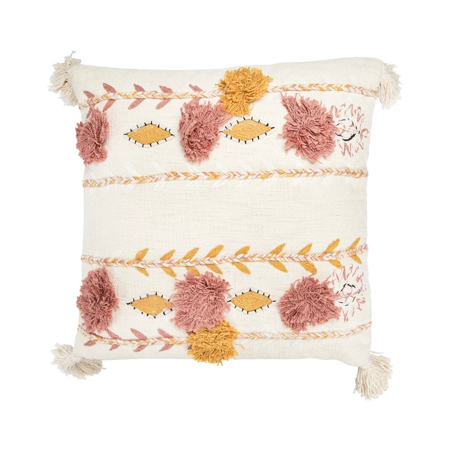 Square Cotton Woven Embroidered Down Pillow