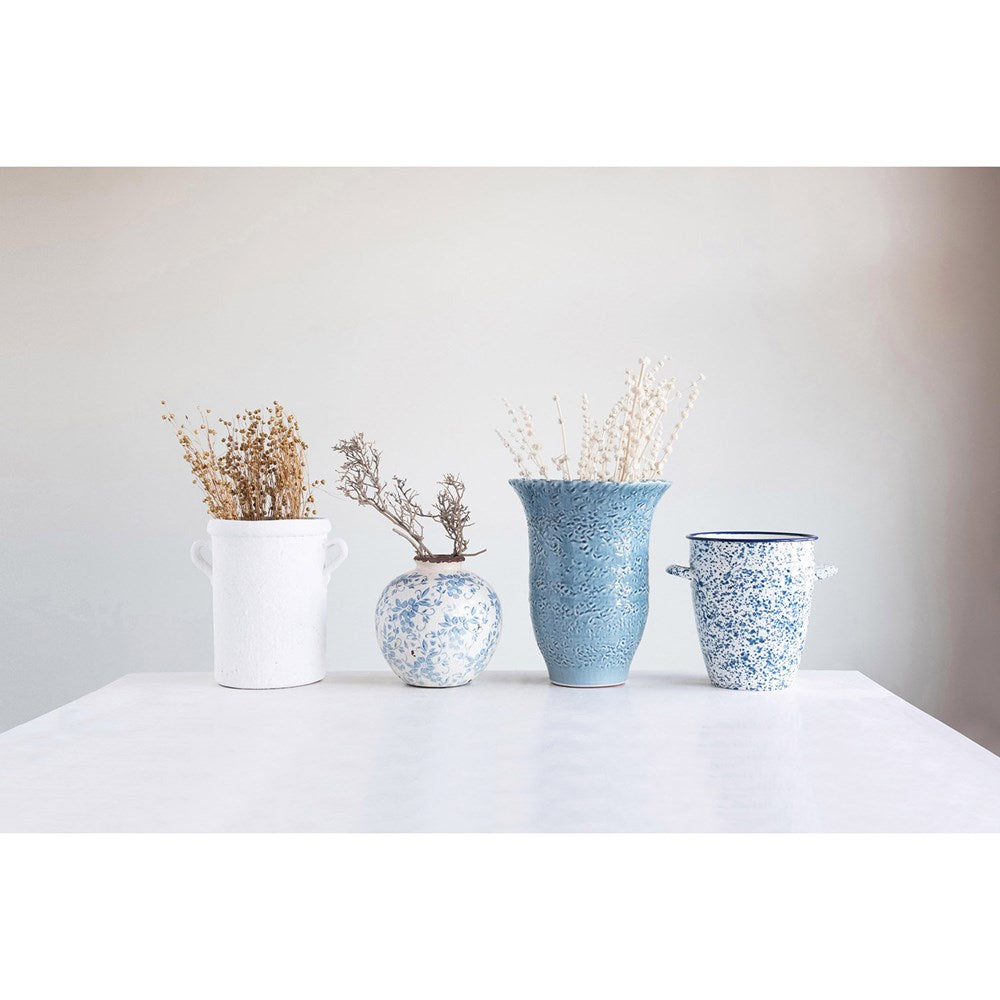Blue & White Terracotta Vase