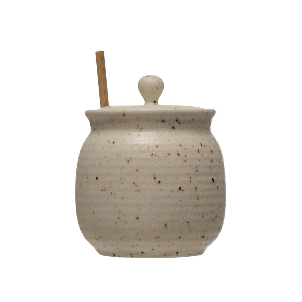 Speckled Stoneware Honey Jar