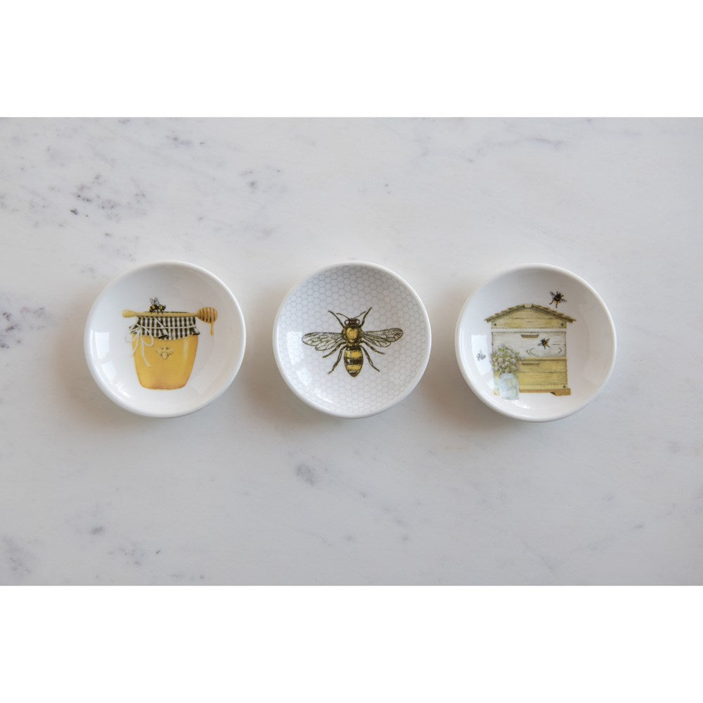 Stoneware Bee & Honey Dish