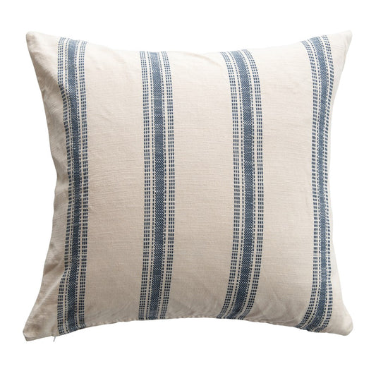 White & Blue Square Cotton Pillow