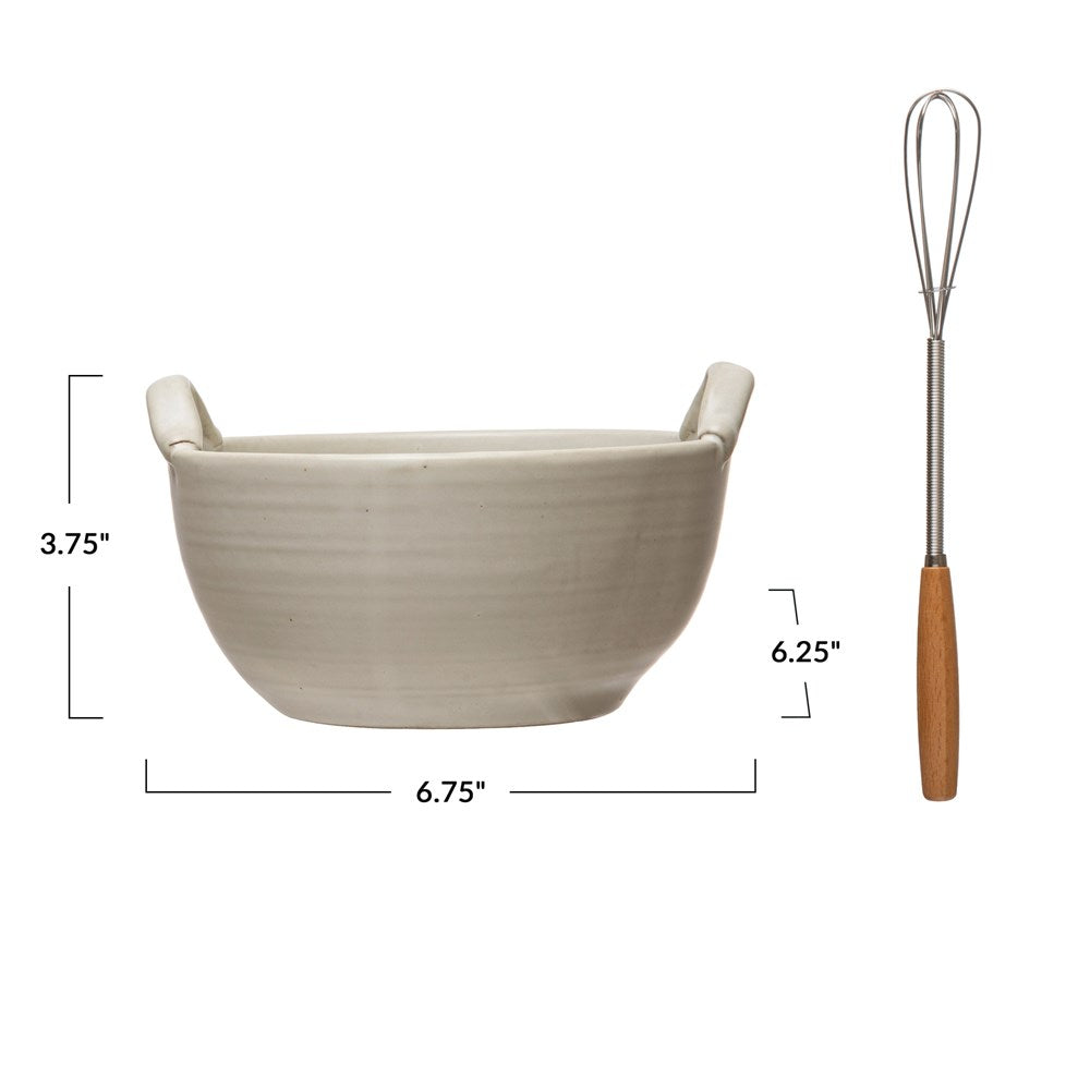 Stoneware Bowl & Whisk Set