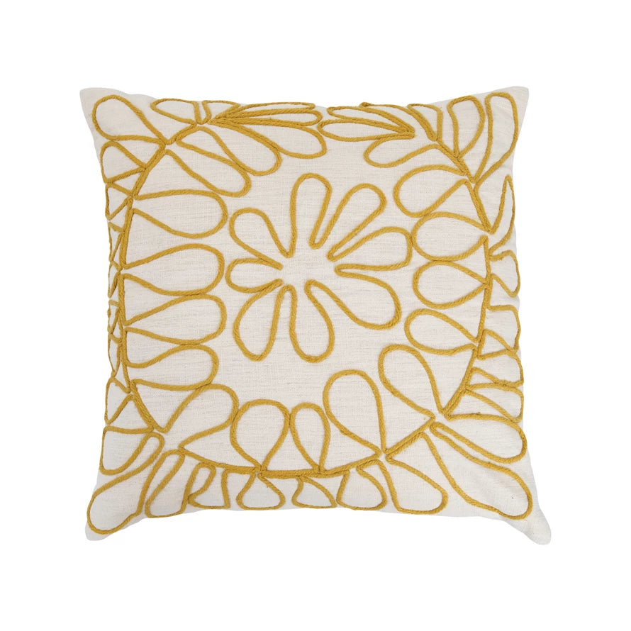 Cotton Slub Pillow with Embroidery