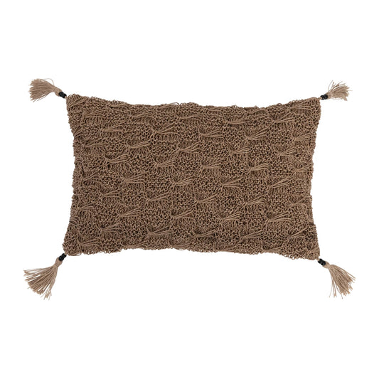 Cotton & Jute Macrame Lumbar Pillow