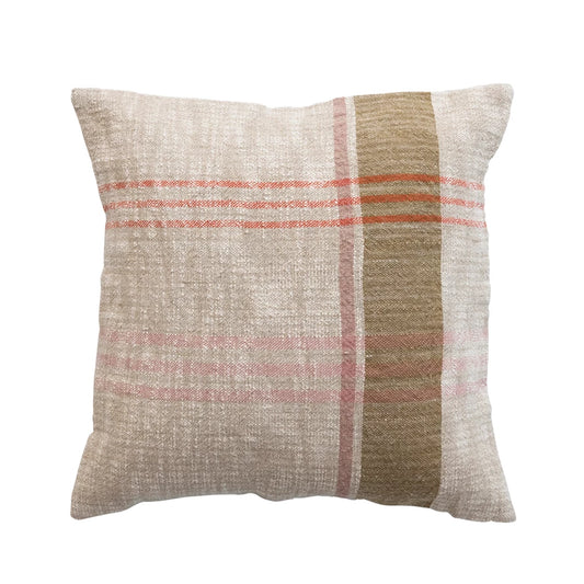 Square Cotton & Linen Plaid Pillow
