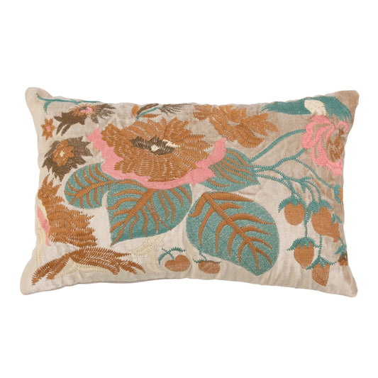 Cotton Velvet Floral Lumbar Pillow