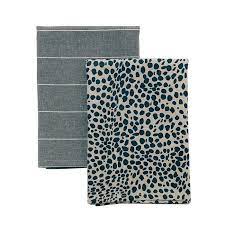 Navy Animal Print Tea Towel Set