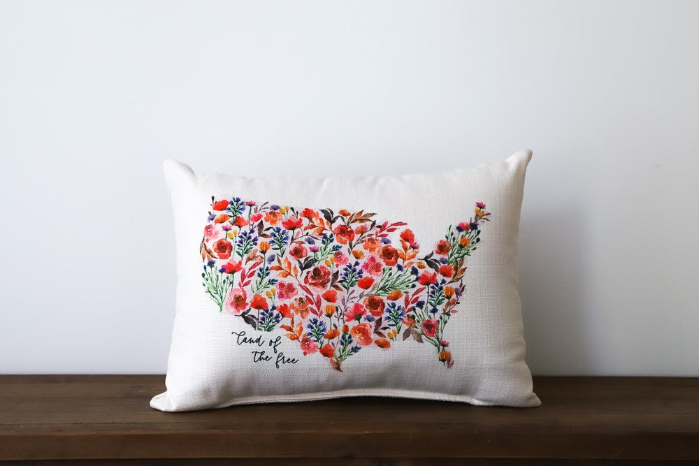 Land of the Free Floral Pillow