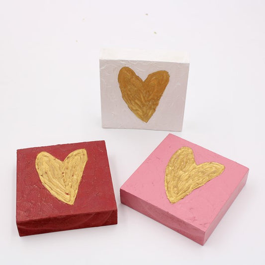 Handpainted Wood Heart Block Sitter