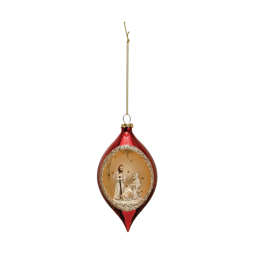 Hand-Painted Holy Family Glass Ornament